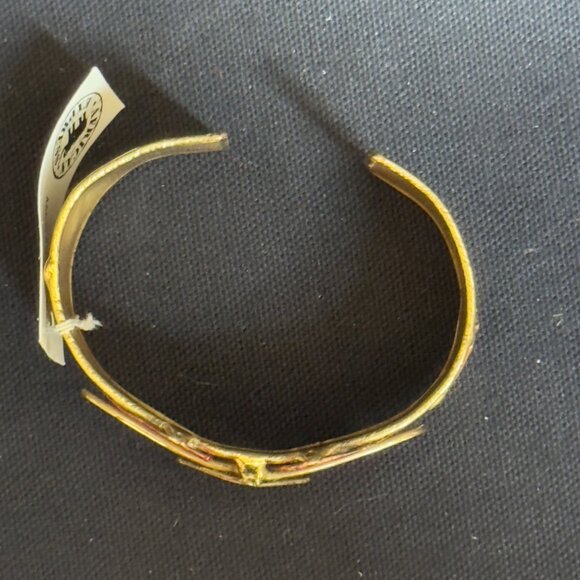 South African Handcrafted GoldTone Cuff Bracelet Geometric Design - Picture 8 of 14